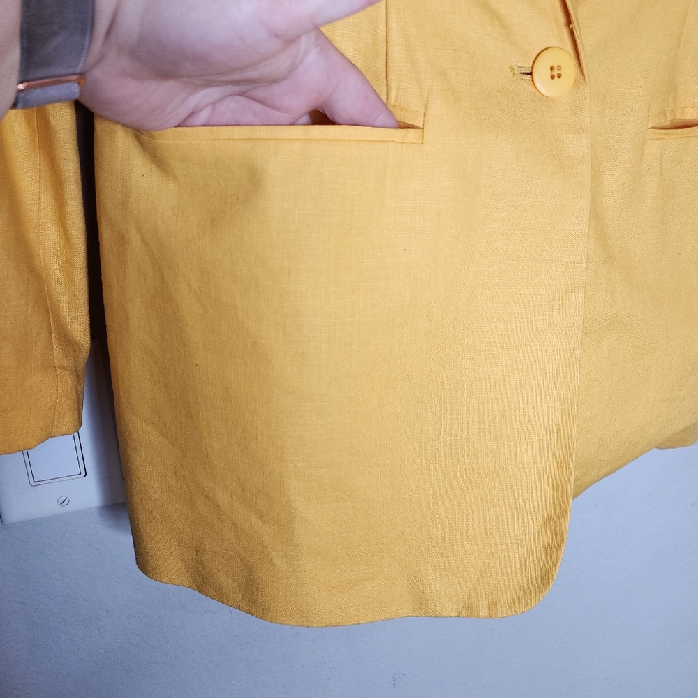 NWT Newport News Linen Cotton Yellow Single Button Blazer Size‎ 4 - Picture 8 of 16